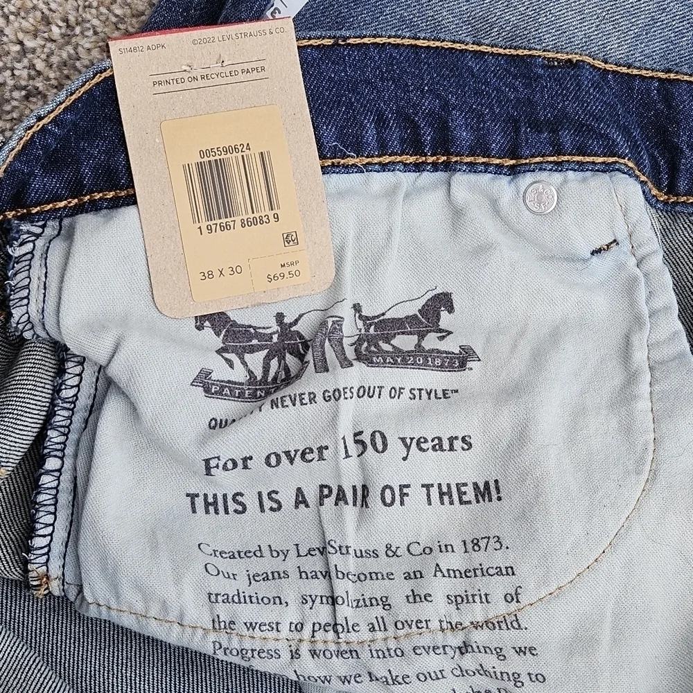 Levi's Mens 559 Relaxed Straight Fit Denim Jeans Casual Levis Ease SZ 38x30 NWT